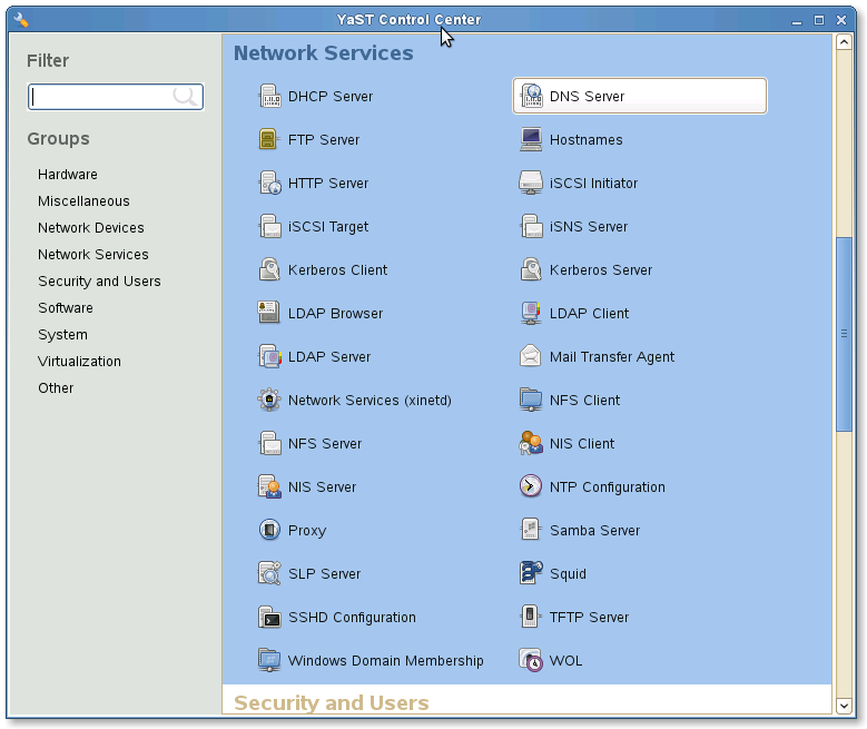 Gambar 2 : Network Services pada YAST