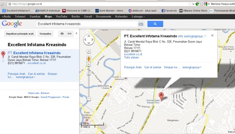 Google Maps dan Denah Menuju Markas (Lokasi Training) Excellent di Bekasi